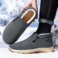 thumbnail image 2 of Men Slip on Warm Thick Fleece Lined Ankle Snow Boots Cozy Plush Lining Cold Weather Casual Booties Lightweight Windproof Footwear Gray 10(46), 2 of 5