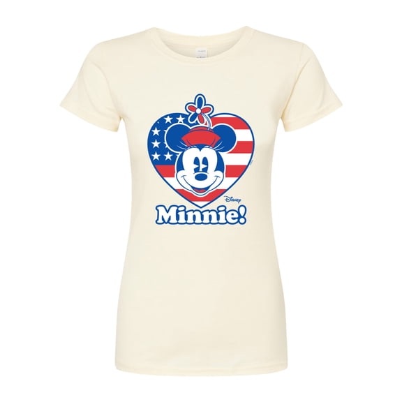 Disney - Minnie Flag Heart - Juniors Fitted Graphic T-Shirt