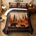 thumbnail image 2 of Manfei Rustic Grizzly Bear Twin Quilt Set, Countryside Pine Tree Twin Coverlet Set, Dark Brown Orange, Black Reversible, 2pcs, 1 Bedspread and 1 Pillowcase, 2 of 7