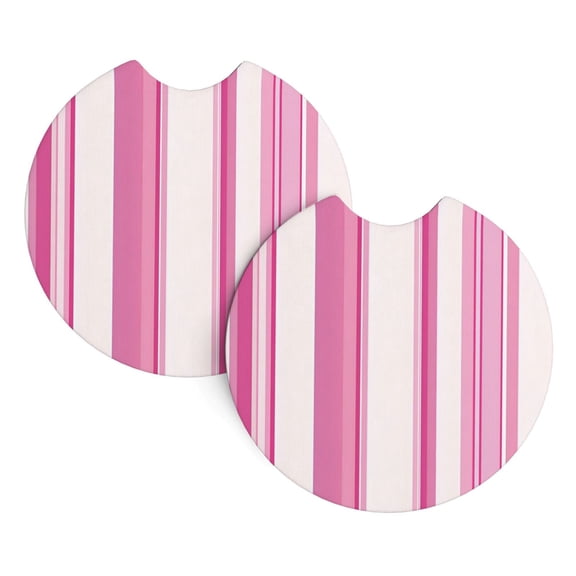 2 Package Car Coasters Drink Absorbable Rubber Base Cup Holder Coasters Non-Slip Coasters Bar Coasters Car Interior Accessories 2.7 Inches Pink Stripe_1