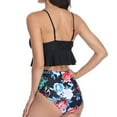 thumbnail image 4 of Womens Two Piece Swimsuits Smocked Ruffled High Waisted Bikini Set Bathing Suit Floral Print, 4 of 8