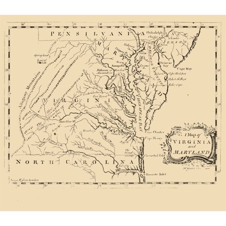 Historic State Map - Virginia Maryland - Gavin 1767 - Vintage Wall Art