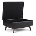 thumbnail image 3 of 34" Black Faux Leather Mid-Century Rectangular Storage Ottoman with Lift-Up Lid, 3 of 9