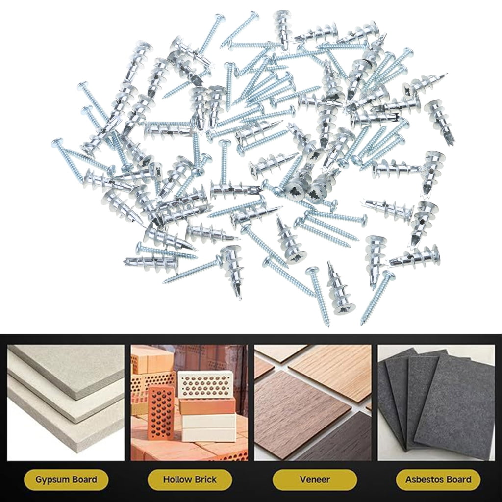 Geemin Wall Mounting set Metal Anchors & Screws set Drywall Anchoring Solution 100pcs