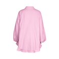 thumbnail image 6 of Purcolt Women 2 Piece Matching Set Dressy Casual Stripes Collared Long Sleeve Button Down Shirts Wide Leg Shorts Loose Fit Work Office Outfits with Ruffled Trim, 6 of 8
