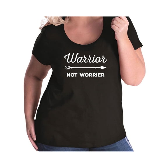 Warrior Not Worrier Womens Plus Size Scoopneck Tee
