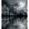 thumbnail image 3 of Landscape Duvet Cover Set, 3D Graphic Fantasy Land at Night Cloudy Sky Moon Trees Water Reflection, Decorative 3 Piece Bedding Set with 2 Pillow Shams, King Size, Black White Grey, by Ambesonne, 3 of 3