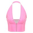 thumbnail image 4 of TSSOE Womens Glossy Leather Crop Tops Deep V Neck Punk Rivets Front Zip Tank Top Bodycon Vest Pink XL, 4 of 7