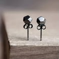 thumbnail image 3 of QQTDFG 925 Sterling Silver Oxidized Biker Polyhedra Stud Earring A4249-1 single earring (1 piece), 3 of 9