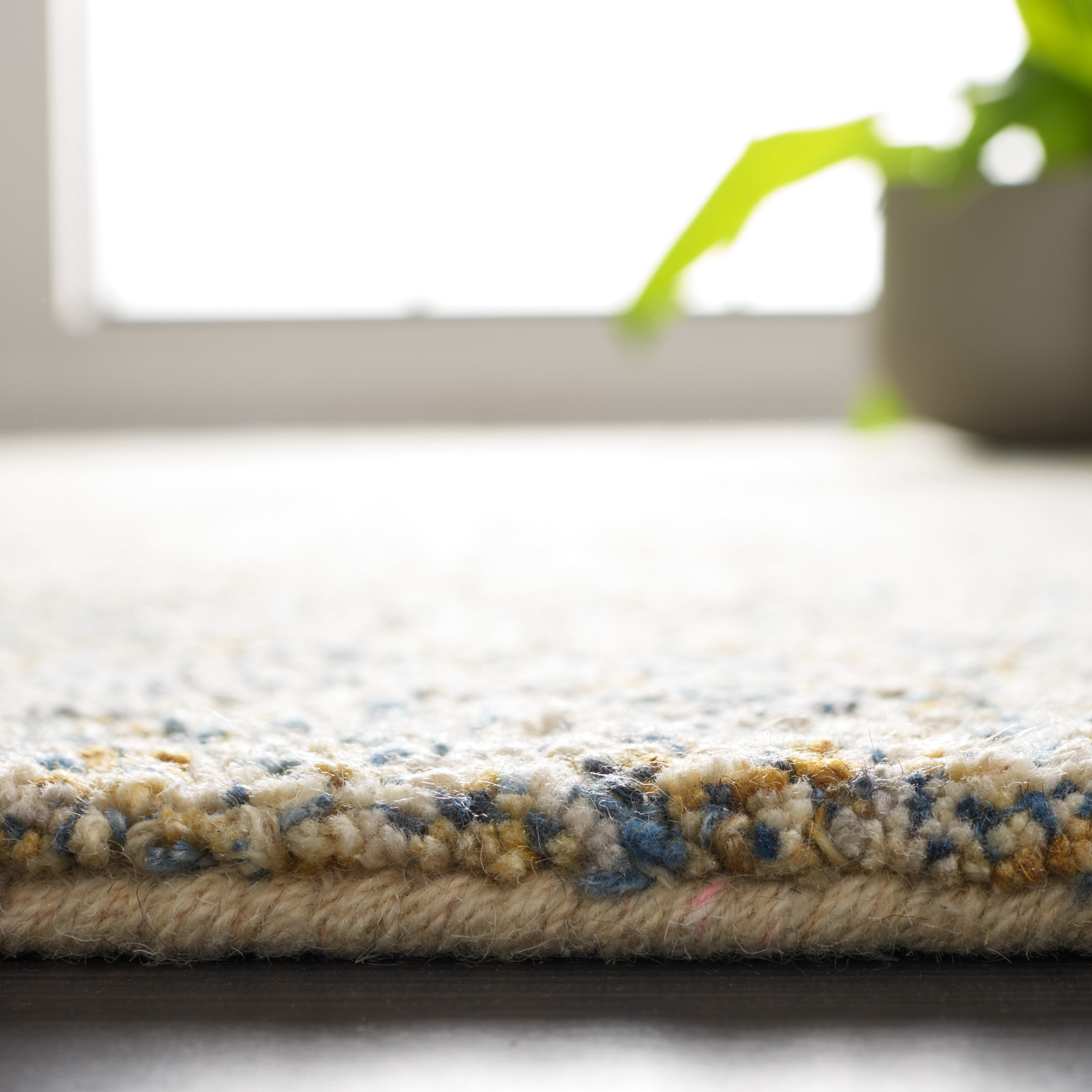 SAFAVIEH Abstract Waverly Distressed Area Rug, Blue/Gold, 6' x 6' Square