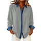 thumbnail image 1 of Camisas de retales de mezclilla for mujer, camisa con botones de solapa, blusa informal de negocios de manga larga con bloques de color sueltos, 1 of 5