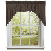 Primitive Swag Set Kettle Grove Plaid Black Tan Scalloped Kitchen Window Curtains TCC Brands