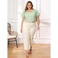 thumbnail image 2 of DARING DIVA Women's Plus V Neck and Ruffle Sleeve Casual Summer Wear 1X Light Green, 2 of 6
