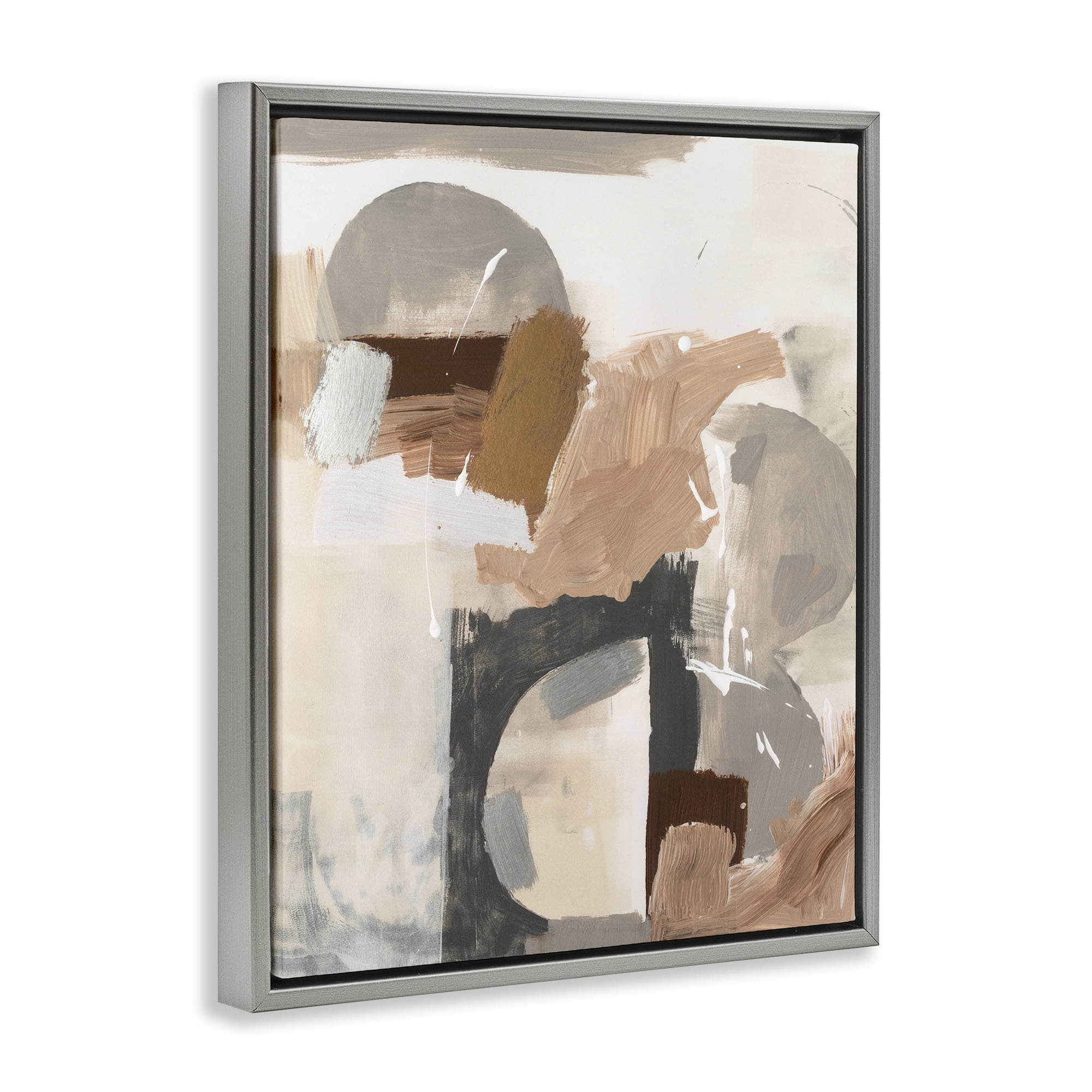 Stupell Industries Expressive Desert Abstract Abstract Painting Gray Floater Framed Canvas Art Print Wall Art, 25 x 31