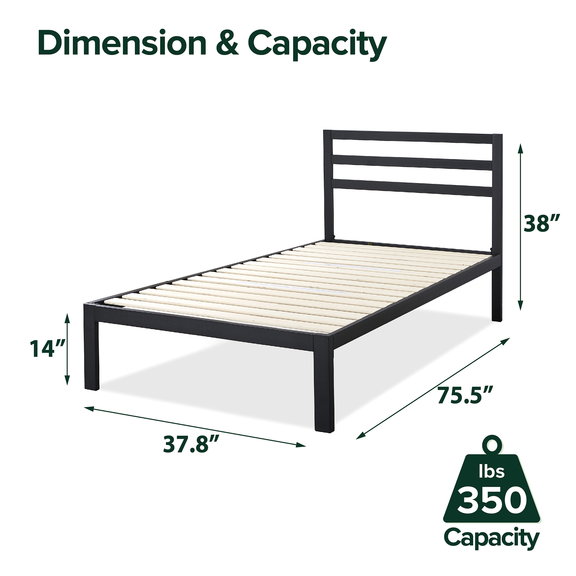 Zinus Mia Twin Metal Platform Bed with Headboard photo 2