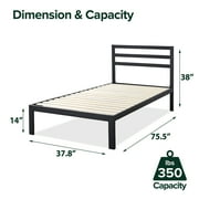 Zinus Mia 38 Metal Platform Bed Frame with Headboard, Twin