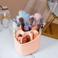 thumbnail image 4 of Caja de almacenamiento para brochas de maquillaje - Organizador de sobremesa de 8 compartimentos para bolígrafos, lápices y materiales de arte, soporte de plástico rosa giratorio de 360 grados, 4 of 8