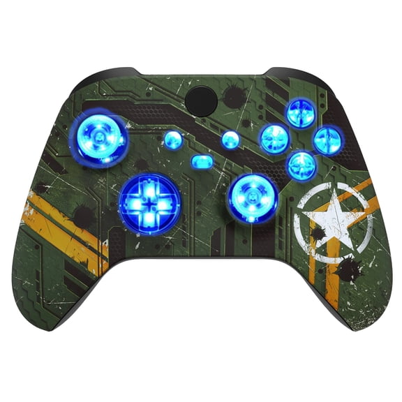 Silent Modz Custom Modded Controller 7 LED Colors Trigger Stopper w/Pro Grips compatible with Xbox Series S, Xbox Series X, Xbox One, and Windows (Army Mecha)