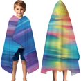 thumbnail image 3 of Colorful Striped Pattern Hooded Bath Towel，60"x35" for Ages 3 To 12 Kids, Quick Dry Lightweight Soft Microfiber Hood Beach Towel Cover Up for Kids, 3 of 7