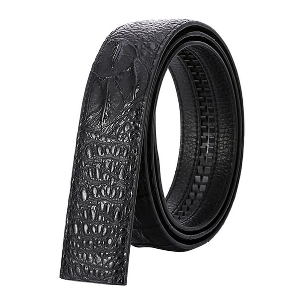 Automatic Buckle Belts No Buckle Belt Men Leather Waist Strap Jeans Belt