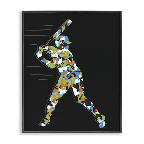 Stupell Industries Modern Patterned Sports Baseball Player Black Framed Giclee Art, 24 x 30, by Arrolynn Weiderhold