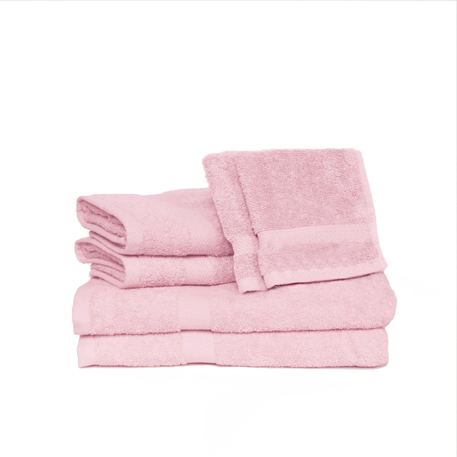 Deluxe Basics 6Piece Solid Luxury Towel Set, Pink