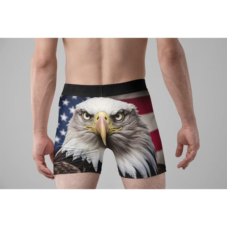Random Stock Apparel Mens Boxer Briefs Bald Eagle Patriotic Underwear 