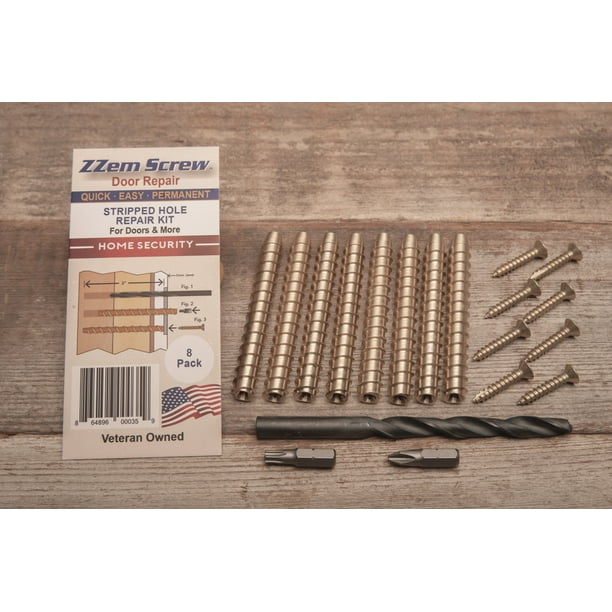 8 Pack 9X3" ZZem Screw Door Security & Hinge Repair KitEasy