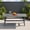 Black, variant on DELMANGO 35.2" Square Outdoor Bistro Table Patio Dining Table with Matal Frame and Adjustable Foot Pads Coffee Table for Garden Balcony, Blue/White