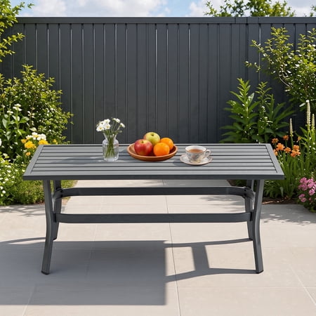 DELMANGO Outdoor Coffee Table for Garden, Backyard, Porch, Grey