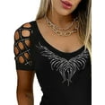 thumbnail image 3 of Yolossia Womens Short Sleeve Cold Shoulder Glitter Rhinestone Party Bodycon Mini Dresses, 3 of 4