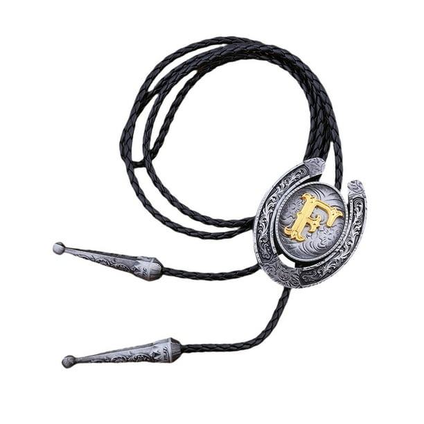 Moda Bolo Tie Carta Colgante Cadena Casual Versátil Creativo Collar Letra F Yuyangstore Corbata de vaquero