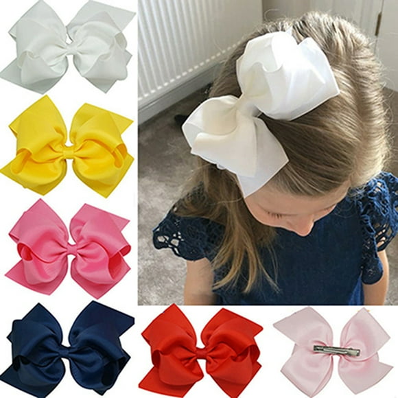 1 Pce Filles Grand Nœud à Cheveux Double Couches Ruban Gros-Grain Pince à Cheveux