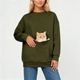 thumbnail image 6 of Cat Pouch Sweatshirts for Men Women Long Sleeve Kitten Puppy Holder Hoodies/Hoodless Front Large Pouch Pet Carrier Sweatshirt Pure Loose Cozy Pullover Tops 1-Army Green XXL, 6 of 8