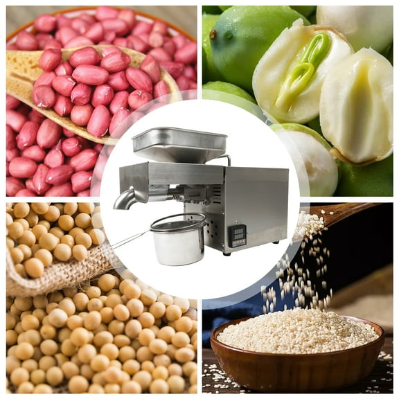Automatic Oil Press Machine 610W, Intelligent Temperature Control Stainless Steel Oil Extractor for Peanut, Sesame, Canola, Avocado & More