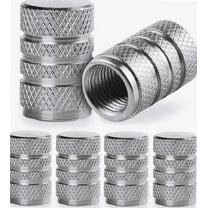 Tire Valve Stem Caps 4 Pack - Wheel Valve Stem Covers, Aluminum Alloy Car Tire Caps with Dust Airtight Seal - Universal Tire Air Cap for Bicycle, Cars, SUVs, Bike, Trucks, Motorcycle - Silver