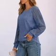 thumbnail image 4 of Simua Tops for Women Patchwork Long Sleeve Ribbed Blouses Crewneck Solid Color Shirts Lace Sweaters, 4 of 7