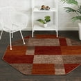 thumbnail image 1 of Unique Loom Autumn Collection Modern Contemporary Casual Abstract Area Rug (Multi/ Dark Brown Checkered, 5 ft 0 x 5 ft 0 Octagon), 1 of 2