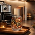 thumbnail image 4 of Tuvgenk Fall Embroidery Print Stemless Wine Glass with Watering Can Design Transparent Drinking Cup for Thanksgiving Decor, 4 of 6