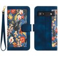 thumbnail image 1 of Compatible with Google Pixel 6A Vintage Flower Wallet Case Magnetic Closure Cover with Card Slots, 1 of 5