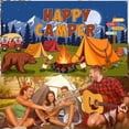 thumbnail image 4 of Fondo de camping, decoración para fiesta de campistas, pancarta de feliz campista, fogata, bosque, aventura, fondo de fotografía para fiesta temática de camping, fiesta de cumpleaños S, 4 of 5