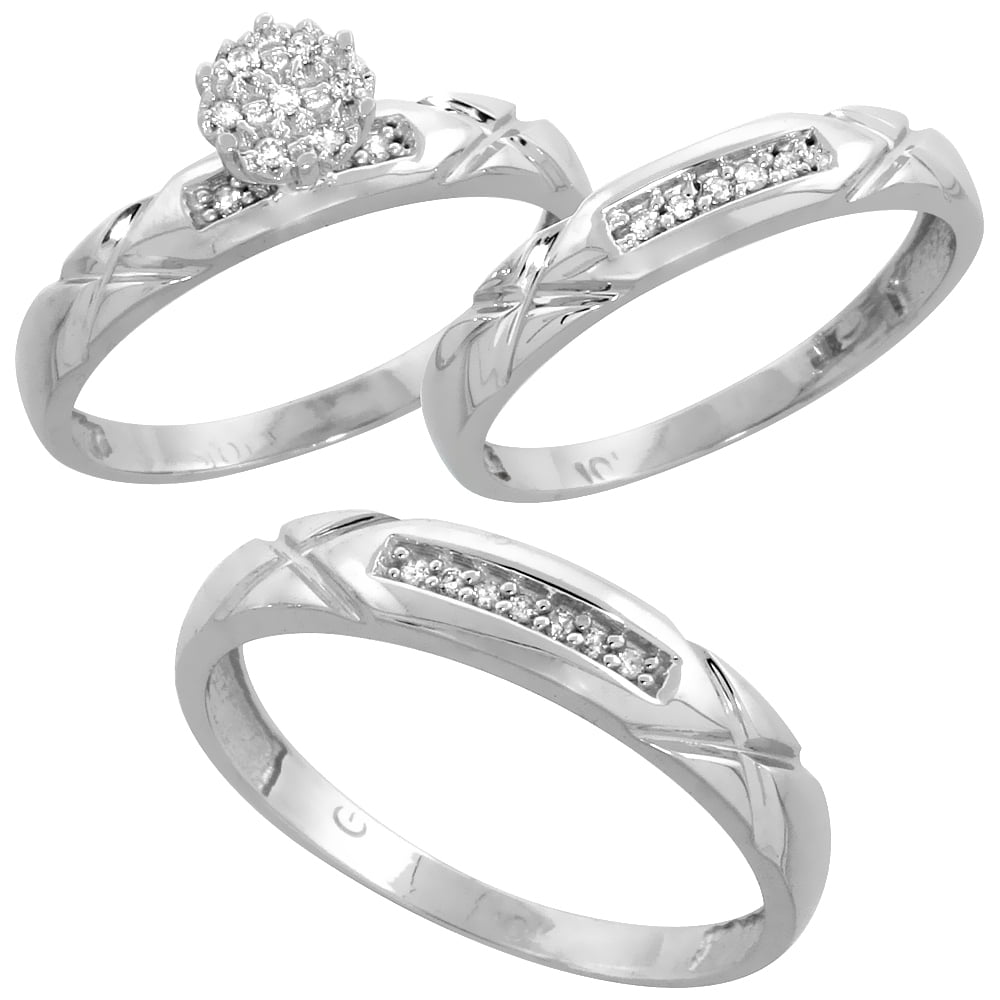 Gabriella Gold 10k Gold Diamond Trio Engagement Wedding