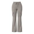 thumbnail image 6 of Ayolanni Hiking Women's Pants Solid Jogging Straight Leg Pants Gray Drawstring Elastic Waist Slim Cargo Pants with Pockets S, 6 of 7