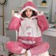 thumbnail image 3 of Traje de pijama de franela gruesa para mujer, ropa de casa cálida, pantalones superiores, pijamas con capucha, ropa de dormir informal, invierno, 2 piezas, 3 of 4