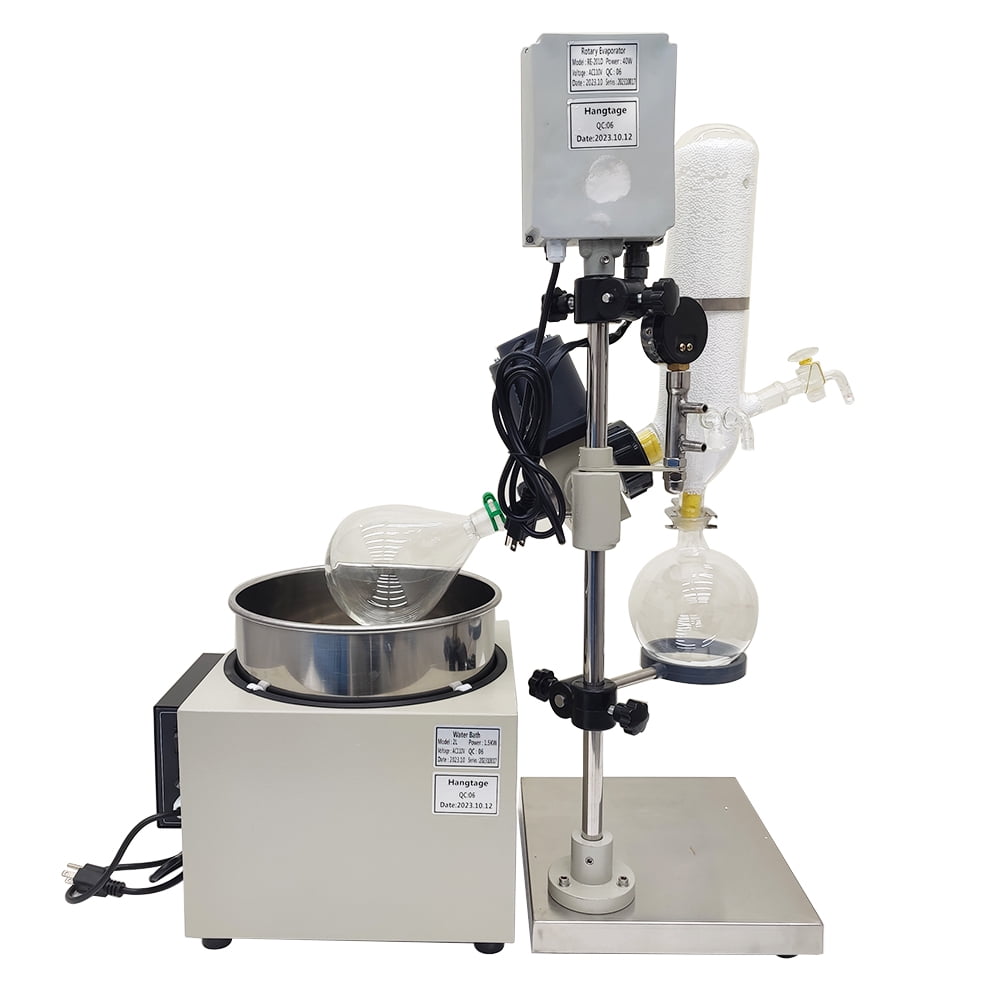 2L Lab Rotary Evaporator Manual Lifting Evaporator with 15L Water Circulating Vacuum Pump 110V