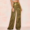 thumbnail image 6 of sunsanly Women Pants Shiny Solid Color High Waist Spring Autumn Temperament Loose Straight Wide Leg Trousers Daily Wear, 6 of 8