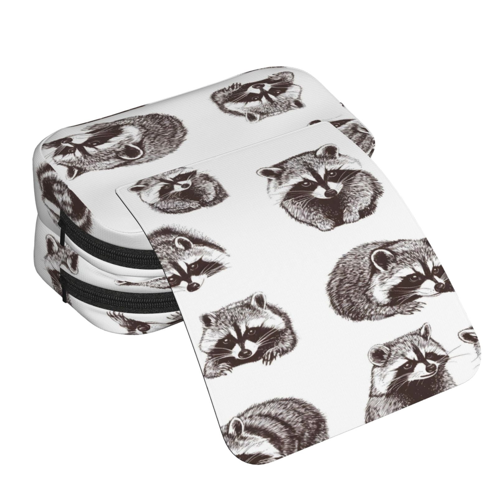 Large-Capacity Flip-Top Double-Layer Pencil Case, Multi-Functional Pocket Pen Case, Durable Stationery Organizer Cute Gray Raccoon