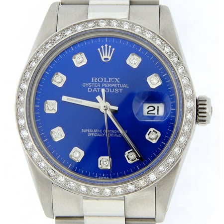 Pre-Owned Mens Rolex Stainless Steel Datejust Blue Diamond (SKU (Best Rolex For The Money)