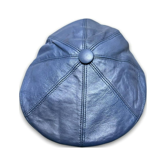 Areezail Men's Blue Genuine Leather Ivy Newsboy Cap