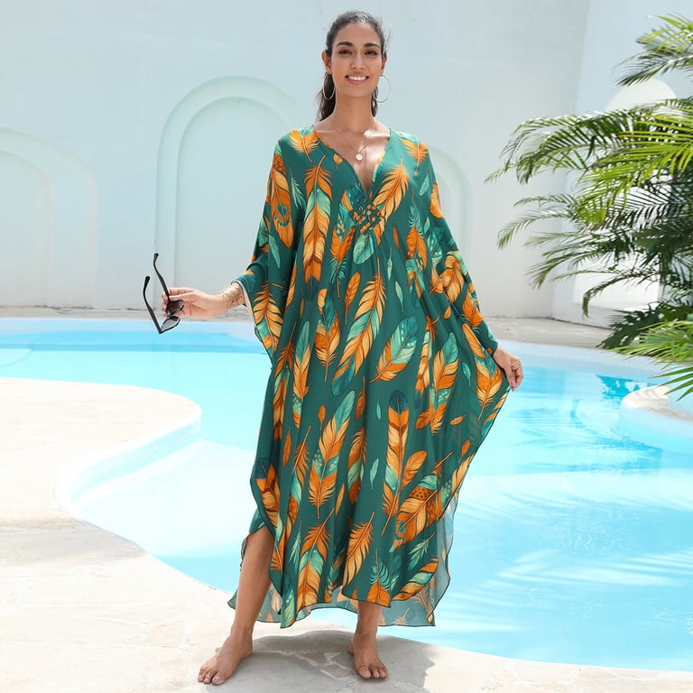 plus size kaftan maxi dress Kaftan Dresses for Women Plus Size Bathing Suit Cover up Caftan Maxi Beach Dresses at Amazon Women's Clothing store